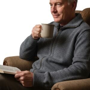 Winona Cardigan XL Gray Full Zip Dad Sweater Pockets Cotton Grandpa Core Dadcore